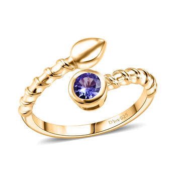 D'Joy Tansanit Ring 925 Silber 750 Vergoldet (Gr&ouml;&szlig;e 17.00) ca. 0,36 ct