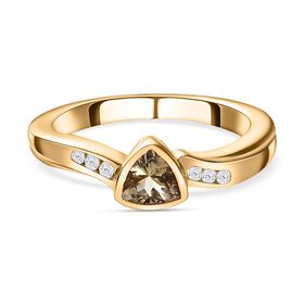 AA natürlicher, goldener Tansanit und Zirkon-Ring - 0,53 ct.