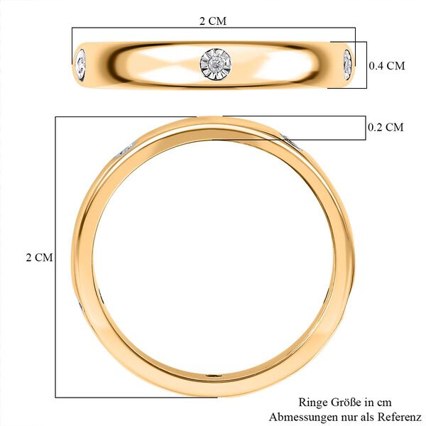 Diamant P Bandring, 925 Silber mit Gelbgold Vermeil image number 7