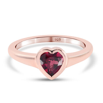 Rhodolith Granat Solit&auml;r Ring 925 Silber ros&eacute;vergoldet (Gr&ouml;&szlig;e 16.00) ca. 0,80 ct