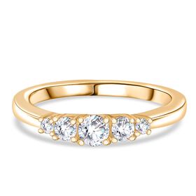 RADIANTA GRA zertifiziert Moissanit (D-VVS) Ring 925 Silber vergoldet (Größe 19.00) ca. 0.52 ct
