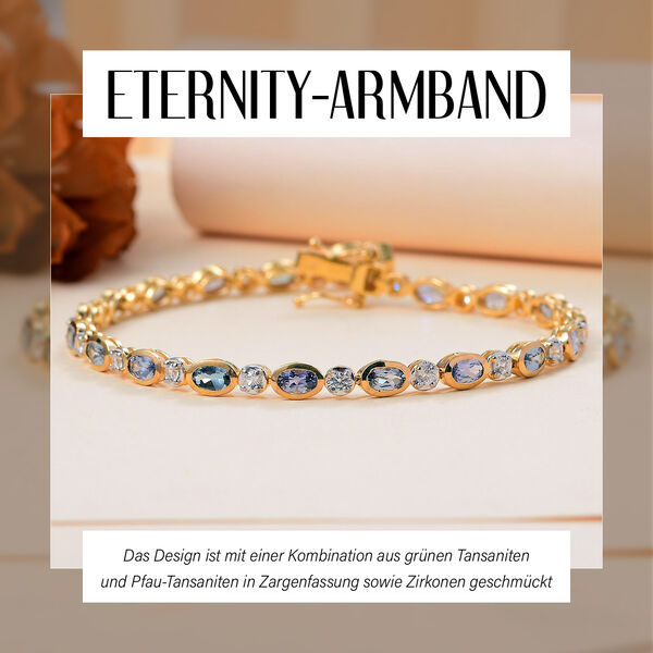 Grünes Tansanit, Pfau Tansanit und Zirkon-Armband image number 2