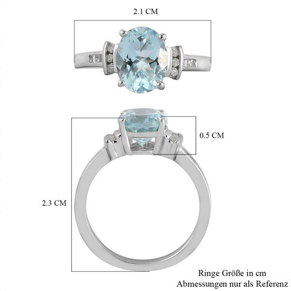 Espirito Santo Aquamarin und Diamant Ring 925 Silber platiniert  ca. 1,77 ct image number 7