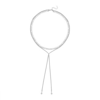 Kristall Halskette in Silberton, 52 cm