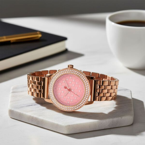 WILLIAM HUNT - Schweizer Uhrwerk, Saphirglas, Moissanit, Uhren 316L Edelstahl IP Rosa Plattierung image number 1