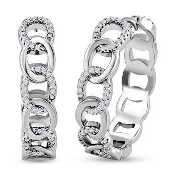 Wei&szlig;e Zirkonia Creolen, silberfarben, 0.20 ct