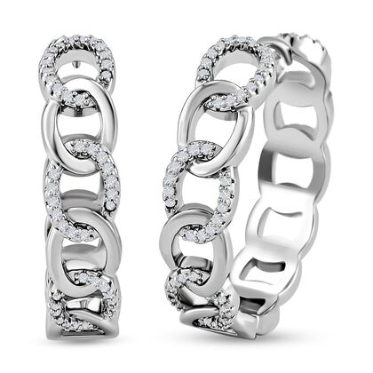 Wei&szlig;e Zirkonia Creolen, silberfarben, 0.20 ct