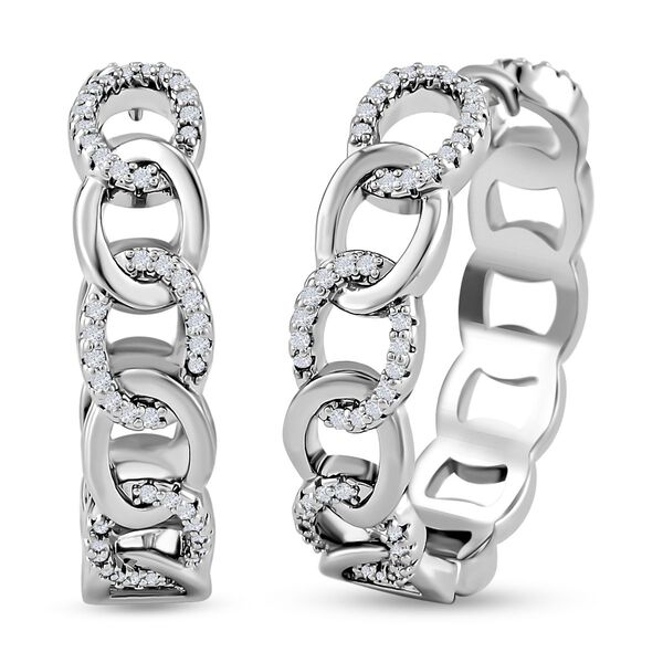 Wei&szlig;e Zirkonia Creolen, silberfarben, 0.20 ct