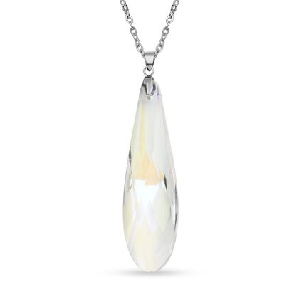 DIAMOON weißer Kristall-Anhänger mit Kette - 72 ct.