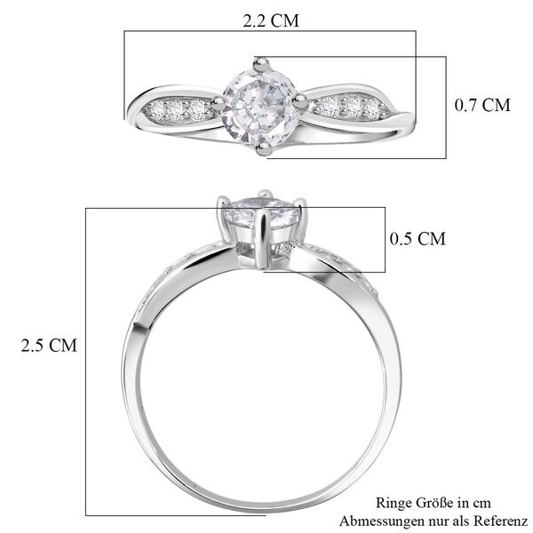 LUSTRO STELLA - Weißer Zirkonia Ring 925 Silber rhodiniert (Größe 18.00) image number 6