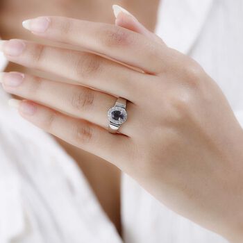 AA Lavendel-Spinell, Wei&szlig;er Zirkon Ring, 925 Silber platiniert (Gr&ouml;&szlig;e 18.00) ca. 1.19 ct