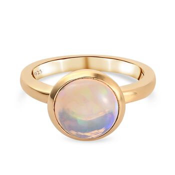 Nat&uuml;rlicher &Auml;thiopischer Opal Solit&auml;r Ring 925 Silber vergoldet (Gr&ouml;&szlig;e 16.00) ca. 1,71 ct