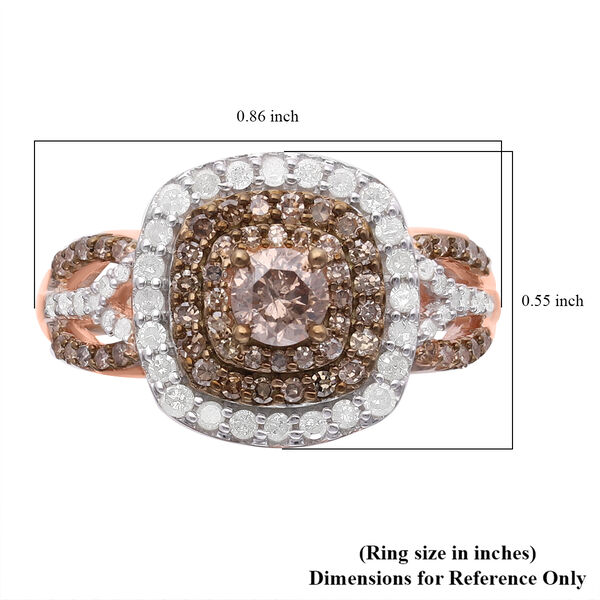 Nat&uuml;rlicher Champagner- und wei&szlig;er Diamant-Ring - 1 ct. image number 6