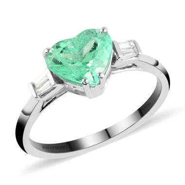 Rhapsody AAAA Kolumbianischer Smaragd, Weißer Diamant Ring 950 Platin (Größe 18.00) ca. 1,71 ct
