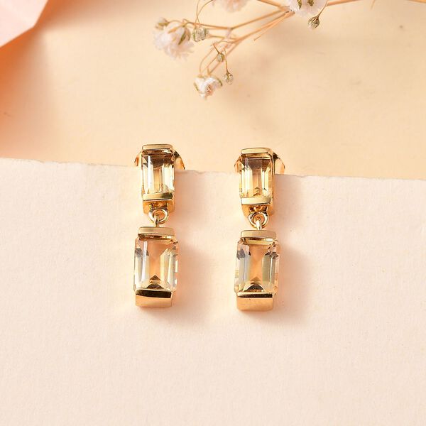 Citrin Ohrringe 925 Silber 750 Gelbgold Vermeil ca. 3.02 ct image number 2