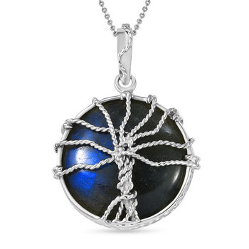 D'Joy AAA Labradorit Schmuckset ca. 50 cm 925 Silber rhodiniert ca. 30.00 ct