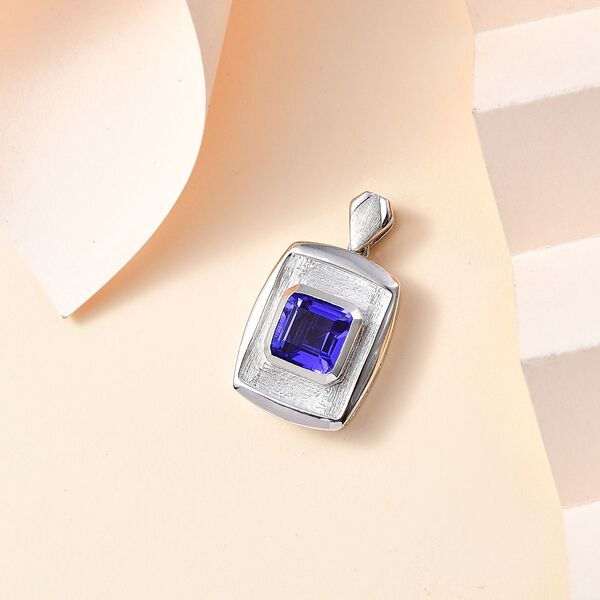 Tansanit-Farbe Quarz Anhänger 925 Silber rhodiniert ca. 2.71 ct image number 2