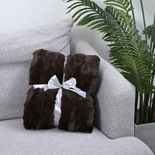 Luxus Kollektion - Superweiche Kunstfelldecke mit Sherpa Futter, 150x200 cm, Dunkelbraun image number 2