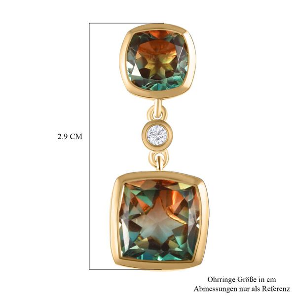 Aqua Terra Costa Quarz Triplett und Zirkon-Ohrh&auml;nger, 925 Silber vergoldet, 12,76 ct. image number 5