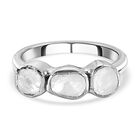 Handgearbeiteter, nat&uuml;rlicher Polki Diamant Ring, 925 Silber platiniert (Gr&ouml;&szlig;e 16.00) ca. 0.33 ct