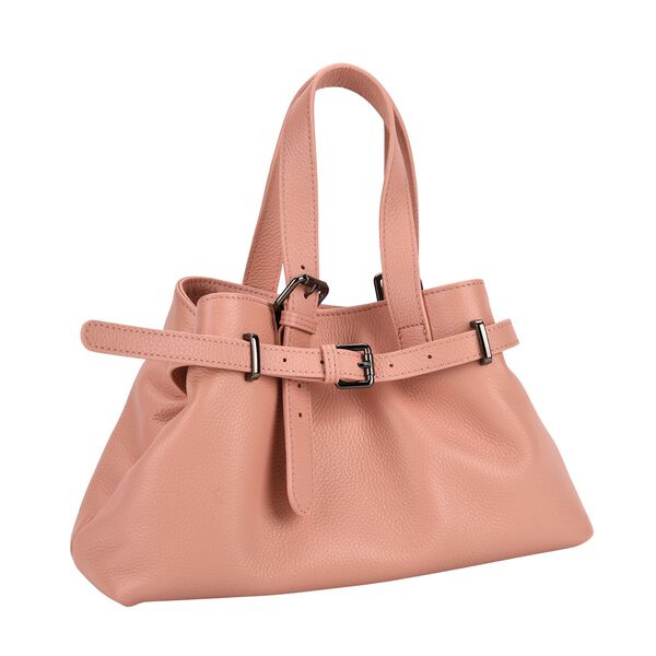 Echtleder-Crossbody-Bag im Trapez-Design, 32x12x19 cm, Pink image number 5