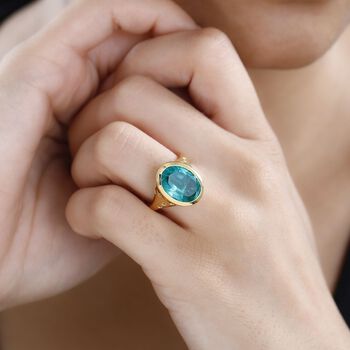 Smaragd Triplett Quarz und Zirkon Ring - 6,81 ct.