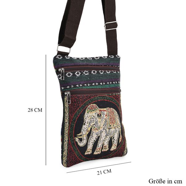 Crossbody Tasche mit Elefantenmuster und verstellbarer Gurt, 21&times;28 cm image number 6