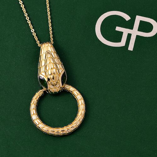 Natürlicher Chromdiopsid, Kanchanaburi Blauer Saphir Schmuckset 925 Silber 750 Gelbgold Vermeil ca. 0.45 ct image number 1