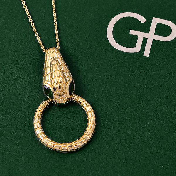 Natürlicher Chromdiopsid, Kanchanaburi Blauer Saphir Schmuckset 925 Silber 750 Gelbgold Vermeil ca. 0.45 ct image number 2