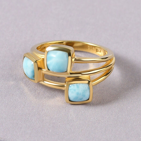 Larimar-Ring, 925 Silber vergoldet  ca. 2,52 ct image number 2