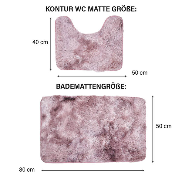 2er Set - Verlauf-Plüsch-Matten mit Anti-Rutsch-Rückseite, Rosa image number 3