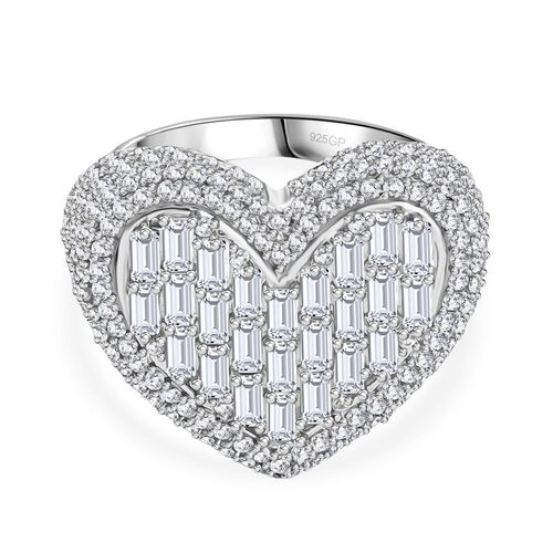GP Amore Kollektion - Weißer Zirkon, Kanchanaburi Blauer Saphir Ring 925 Silber rhodiniert (Größe 18.00) ca. 4.70 ct image number 0