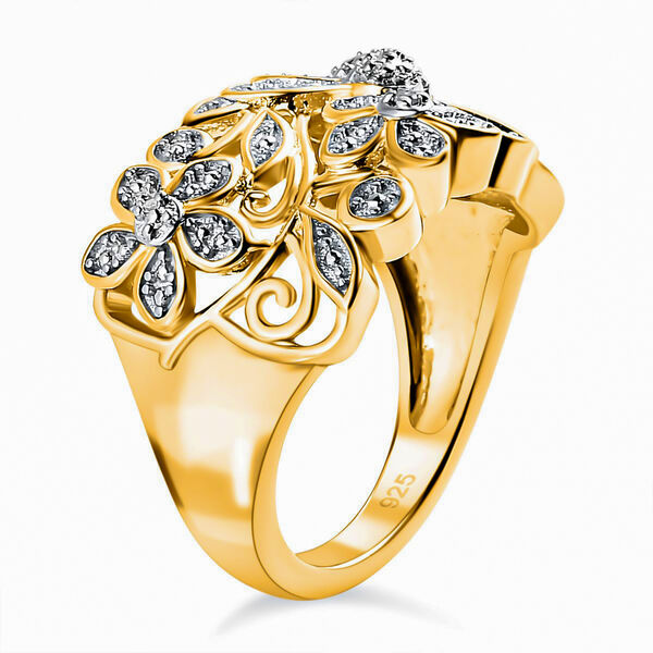 ALLORO von der Natur inspirierter, vergoldeter Silberring image number 5