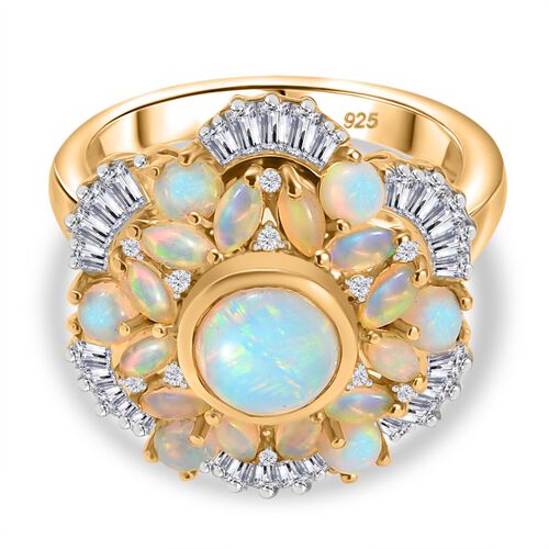 Ballerina Bloom AA Natürlicher, äthiopischer Welo Opal Ring 925 Silber 750 Gelbgold Vermeil (Größe 17.00) ca. 3.11 ct image number 0