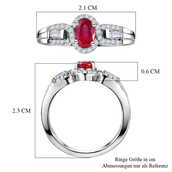 Afrikanischer Rubin und Zirkon-Ring, (Fissure gef&uuml;llt), 925 Silber platiniert image number 7