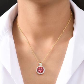 D'Joy Labor Padparadscha Saphir und Moissanit Anh&auml;nger mit 45cm Kette - 9,54 ct.