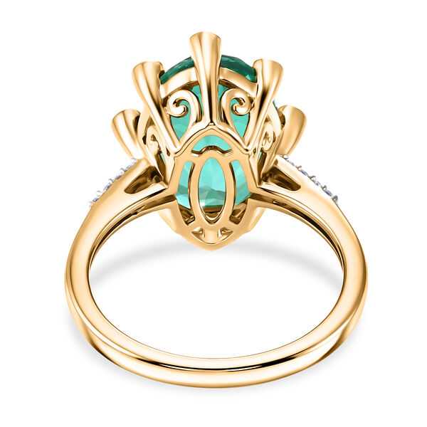 D'Joy Pfau Quarz Triplette, Nat&uuml;rlicher Chromdiopsid Ring 925 Silber 750 Gelbgold vermeil (Gr&ouml;&szlig;e 17.00) ca. 6,60 ct image number 5