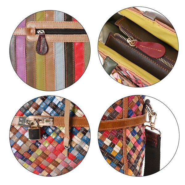 Chaos by Elsie - 100% Echtleder gewebter Tasche mit RFID schutz, 35x24x15 cm, matt image number 6