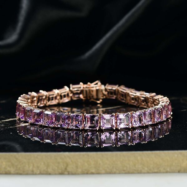 D'Joy AAA Rose De France Amethyst Armband ca. 19 cm 925 Silber 750 Roségold Vermeil ca. 32,42 ct. image number 2
