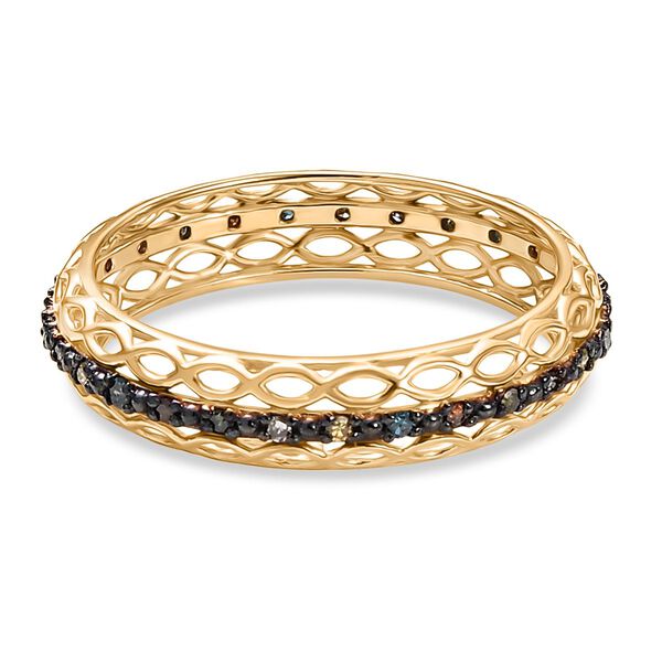 D'Joy Mehrfarbig Diamant Ring 925 Silber 750 Gelbgold Vermeil (Größe 19.00) ca. 0.15 ct image number 5