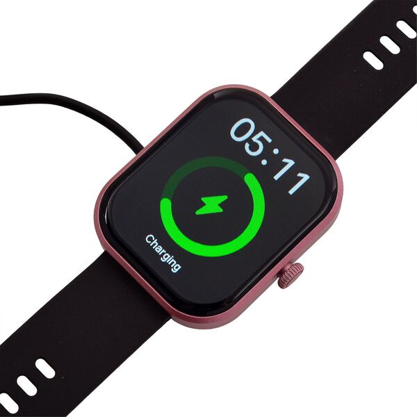 G21 Smartwatch, 2.01 Zoll HD Display, Pink-Schwarzes Silikonarmband image number 7