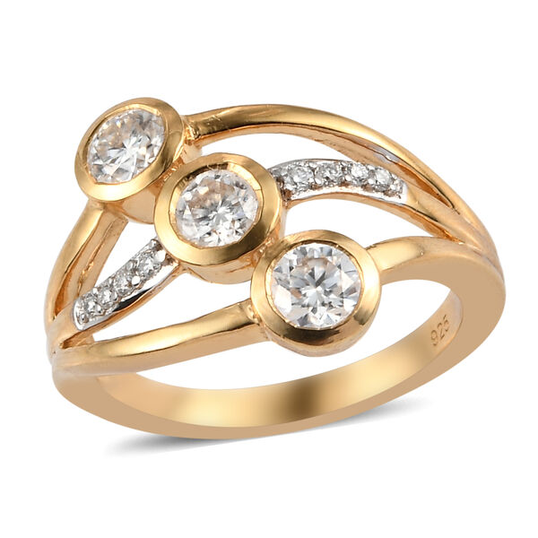 Moissanit-Ring, 925 Silber Gelbgold Vermeil  ca. 0,79 ct image number 5