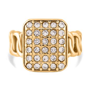 Wei&szlig;er Kristall Ring, 316L Edelstahl (Gr&ouml;&szlig;e 16.00), goldfarben