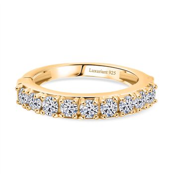 LUXURIANT SI Labor Diamant Ring, 925 Silber 750 Gelbgold Vermeil - 1 ct.