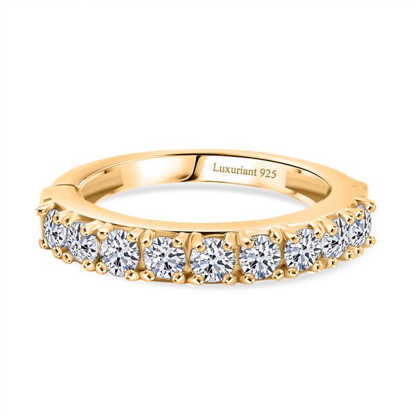 LUXURIANT SI Labor Diamant Ring, 925 Silber 750 Gelbgold Vermeil - 1 ct.