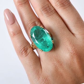 D'Joy Smaragd Triplett Quarz zweifarbiger Ring - 28 ct.