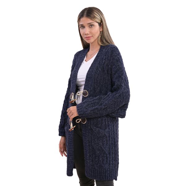 LA MAREY lange Strickjacke mit Kn&ouml;pfen, Einheitsgr&ouml;&szlig;e Dunkelblau image number 2