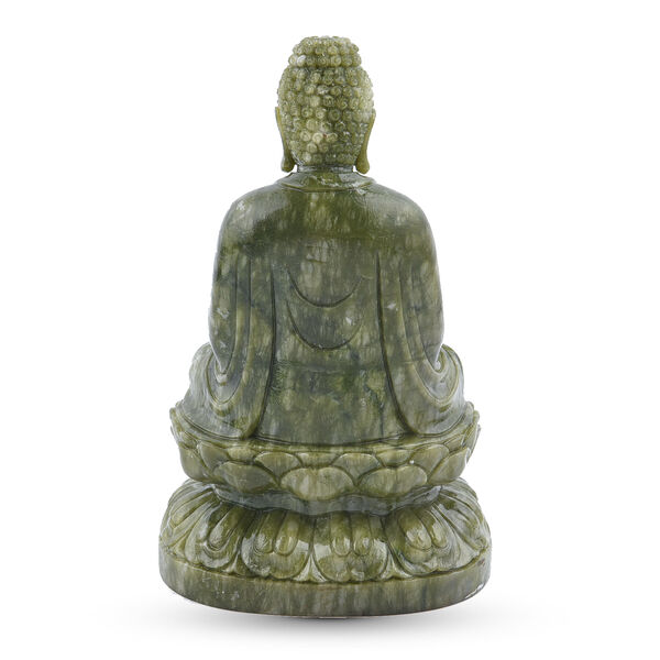 Handgefertigte Buddha Figur aus Serpentin, Gr&ouml;&szlig;e 22x13x11 cm, Gr&uuml;n image number 3