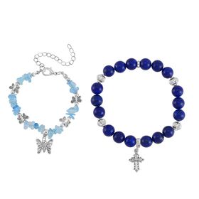 Lapislazuli, Aquamarin Schmuckset  Legierung Schwarz oxidiert ca. 200.00 ct