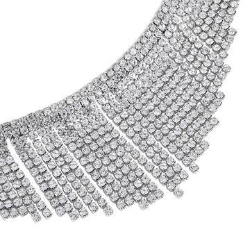 Kristall-Wasserfall-Design Halskette, ca. 40.5 cm, silberfarben